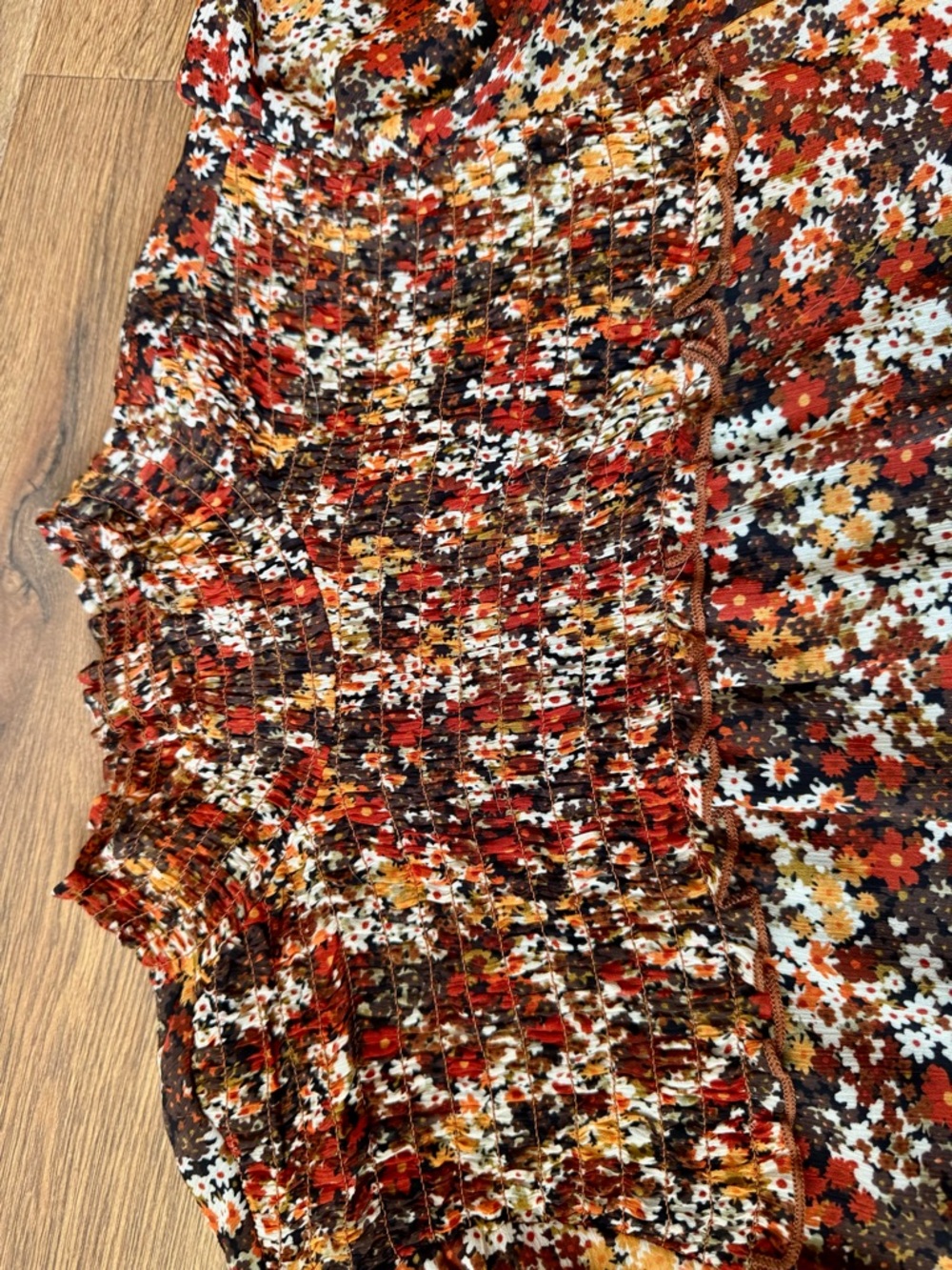 Smocked Floral Blouse in Autumn Multi